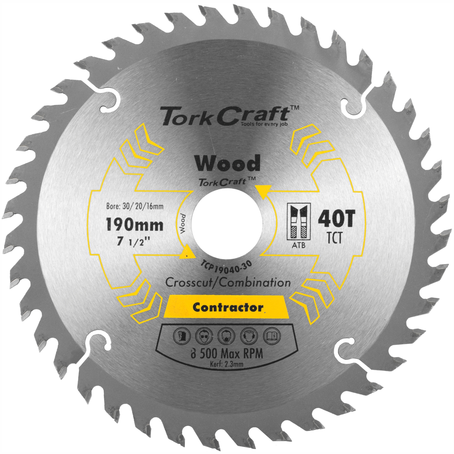 Blade Contractor 190 X 40T 30/20/16 Circular Saw Tct