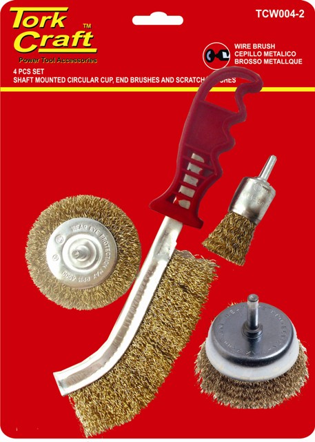 Wire Brush Set 4Pce With Hand Brush