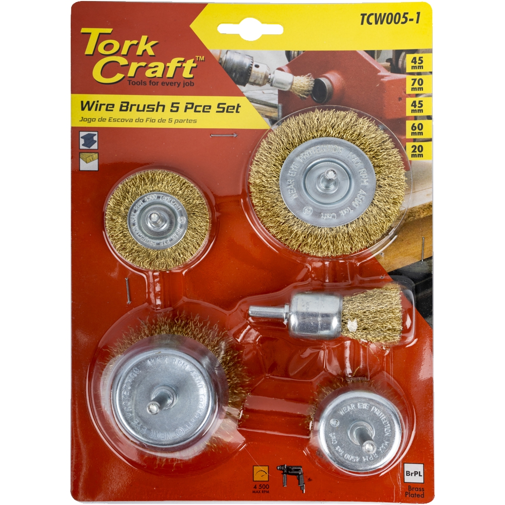 Wire Brush Set 5Pce With 6Mm Shaft Cup/Circ/End