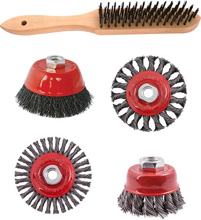 Wire Brush Angle Grinder Kit M14 Crimped & Knotted Set 5Pce Hand Brush