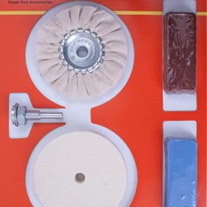 Polishing Buffing & Compound Kit 5Pce With Felt Buff For Drill